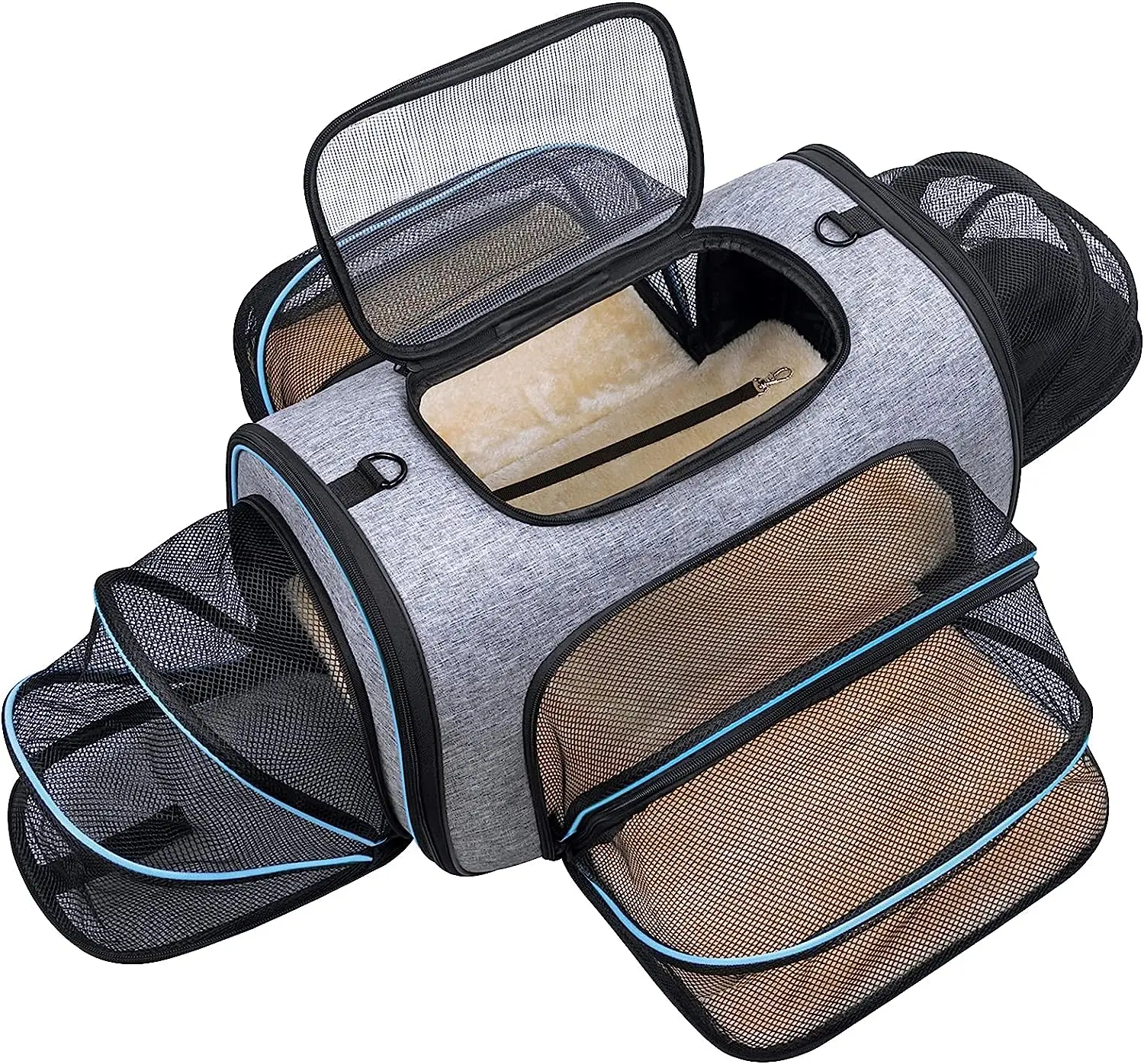 

Airline Approved Pet Carrier Soft Sided Pet Travel Carrier 4 Sides Expandable Cat Carrier with Fleece Pad for Cats Puppy