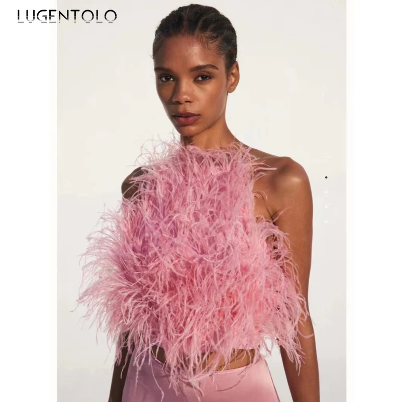 Women Sexy Crop Top Backless Sleeveless Fashion Feather Tees Solid Summe Party Female Camis Club Versatile Tops
Women Sexy Crop Top Backless Sleeveless Fashion Feather Tees Solid Summe Party Female Camis Club Versatile Tops