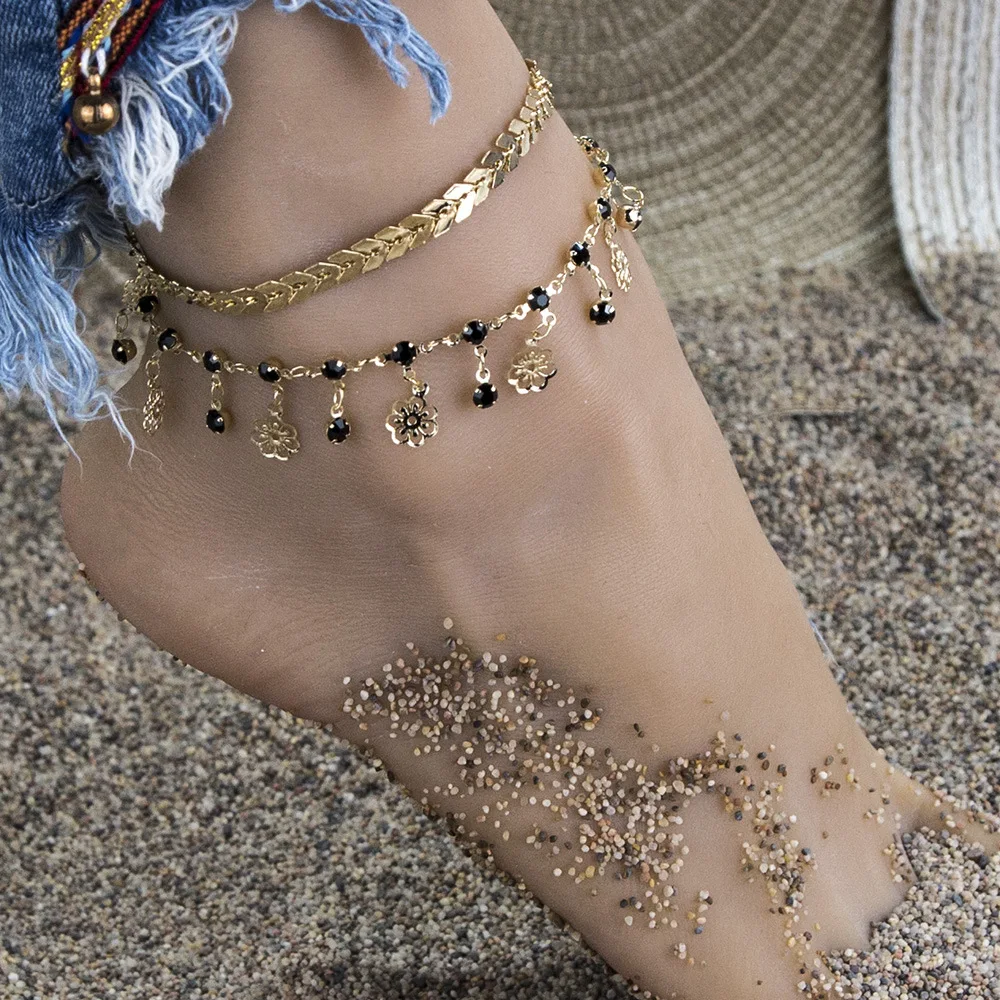 New 2022 Creative Simple Black Rhinestone Hollow-out Flower Double Layer Beach Anklet Sets Anklet Summer Beach
New 2022 Creative Simple Black Rhinestone Hollow-out Flower Double Layer Beach Anklet Sets Anklet Summer Beach