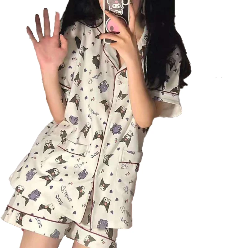 Kawaii Sanrios Pajama Cute Hellow Kittys Kuromi My Melody Cinnamoroll Cartoon Short Sleeve Pajamas Set Plush Toys for Girls Gift 
Kawaii Sanrios Pajama Cute Hellow Kittys Kuromi My Melody Cinnamoroll Cartoon Short Sleeve Pajamas Set Plush Toys for Girls Gift