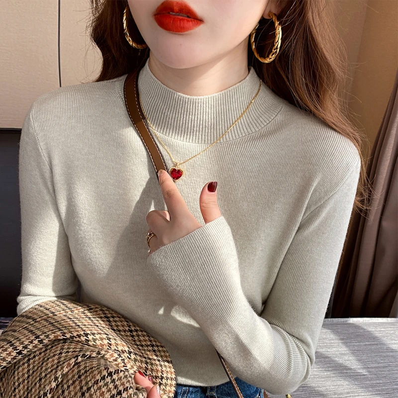 Winter Warm Half-high Collar Women Pullover Tops Korean Fashion Sweater Female Long Sleeve Cashmere Knitted Bottoming Sweaters
Winter Warm Half-high Collar Women Pullover Tops Korean Fashion Sweater Female Long Sleeve Cashmere Knitted Bottoming Sweaters