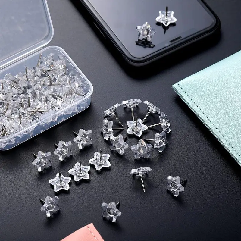 50/100Pcs Plastic Transparent Pentagram Tacks Push Pins Assorted Making Thumb Tacks Cork Board Office School Stationery Supplies
50/100Pcs Plastic Transparent Pentagram Tacks Push Pins Assorted Making Thumb Tacks Cork Board Office School Stationery Supplies