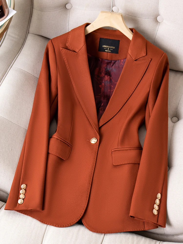 

Женский однотонный блейзер с длинным рукавом, Красный/кофейный/хаки/черный Блейзер, деловая одежда для работы, официальное пальто