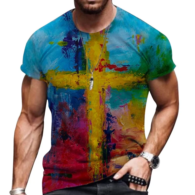 Summer Colorful Cross Style Print Men's T-shirts Polyester Loose Round Neck Oversized T Shirt Streetwear Trend Men Clothing 6XL
Summer Colorful Cross Style Print Men's T-shirts Polyester Loose Round Neck Oversized T Shirt Streetwear Trend Men Clothing 6XL