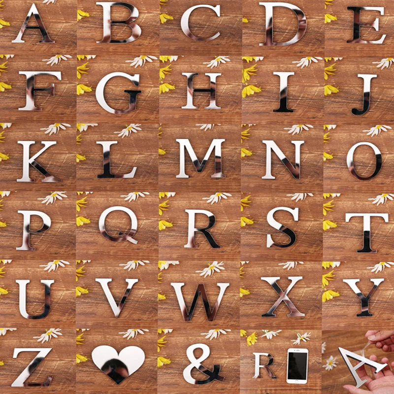 Letters English Acrylic Sticker Love Characters Home Decoration 3D Mirror Surface Wall Stickers Silver Alphabet Logo Home Decor
Letters English Acrylic Sticker Love Characters Home Decoration 3D Mirror Surface Wall Stickers Silver Alphabet Logo Home Decor