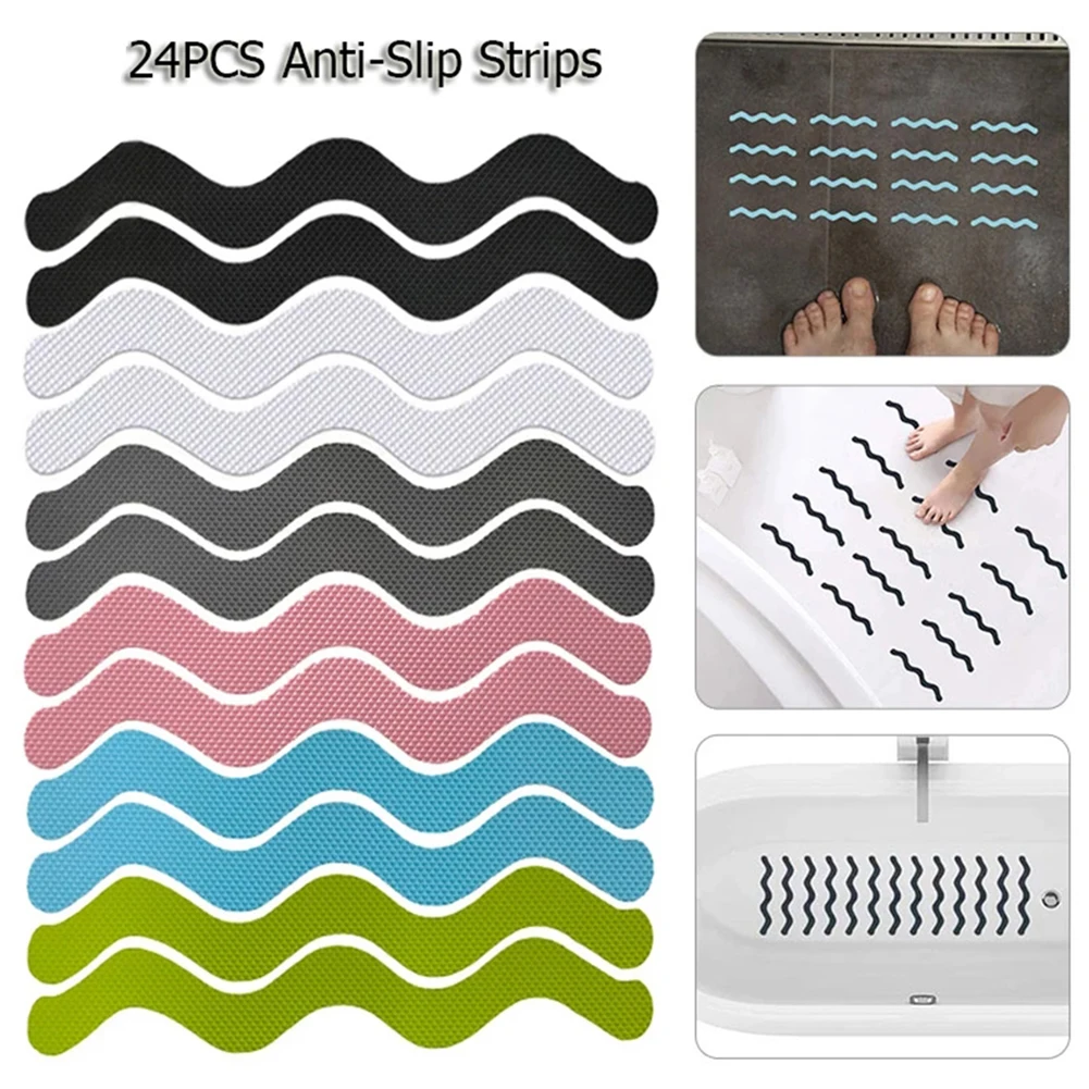 24Pcs Anti Slip Strips Wave-shaped Shower Stickers Bath Colored Tape For home Bathtub Shower Stairs Floor safety Non Slip Tape
24Pcs Anti Slip Strips Wave-shaped Shower Stickers Bath Colored Tape For home Bathtub Shower Stairs Floor safety Non Slip Tape