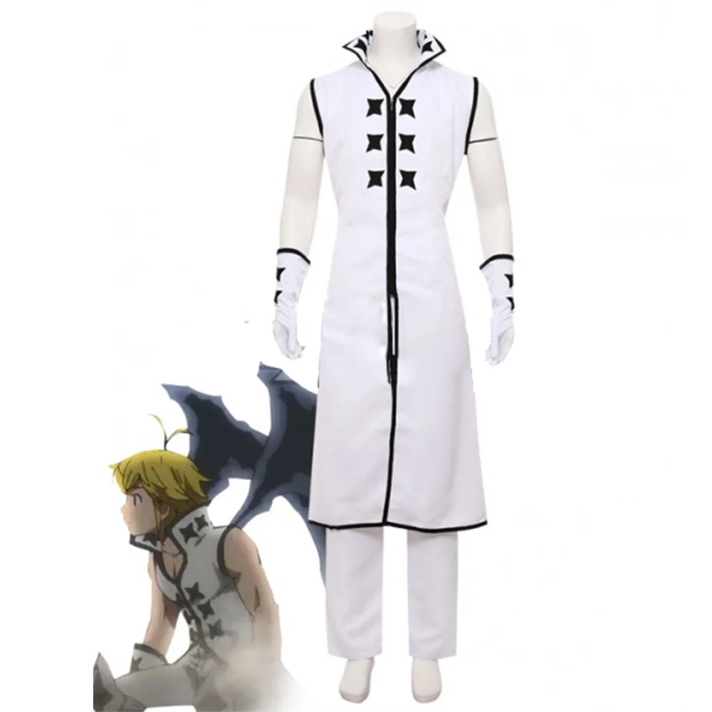 Аниме Kamigami no Gekirin Meliodas Косплей Костюм белые костюмы Хэллоуин вечеринка наряд