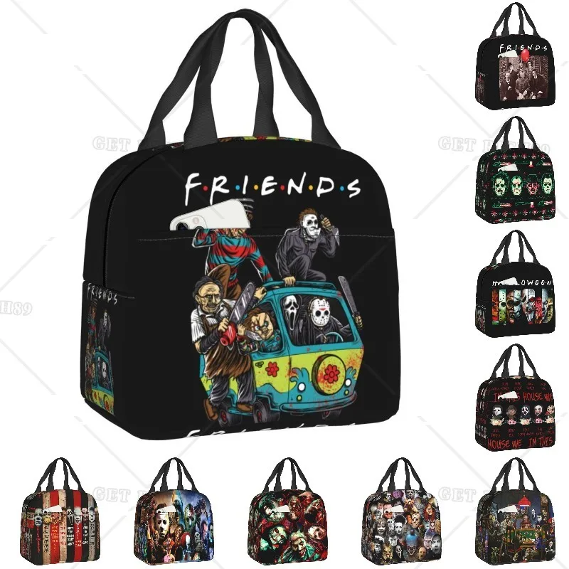 Halloween Friends Insulated Lunch Bag for Women Resuable Thermal Cooler Horror Movie Murderer Lunch Box Kids School Food Tote
Halloween Friends Insulated Lunch Bag for Women Resuable Thermal Cooler Horror Movie Murderer Lunch Box Kids School Food Tote