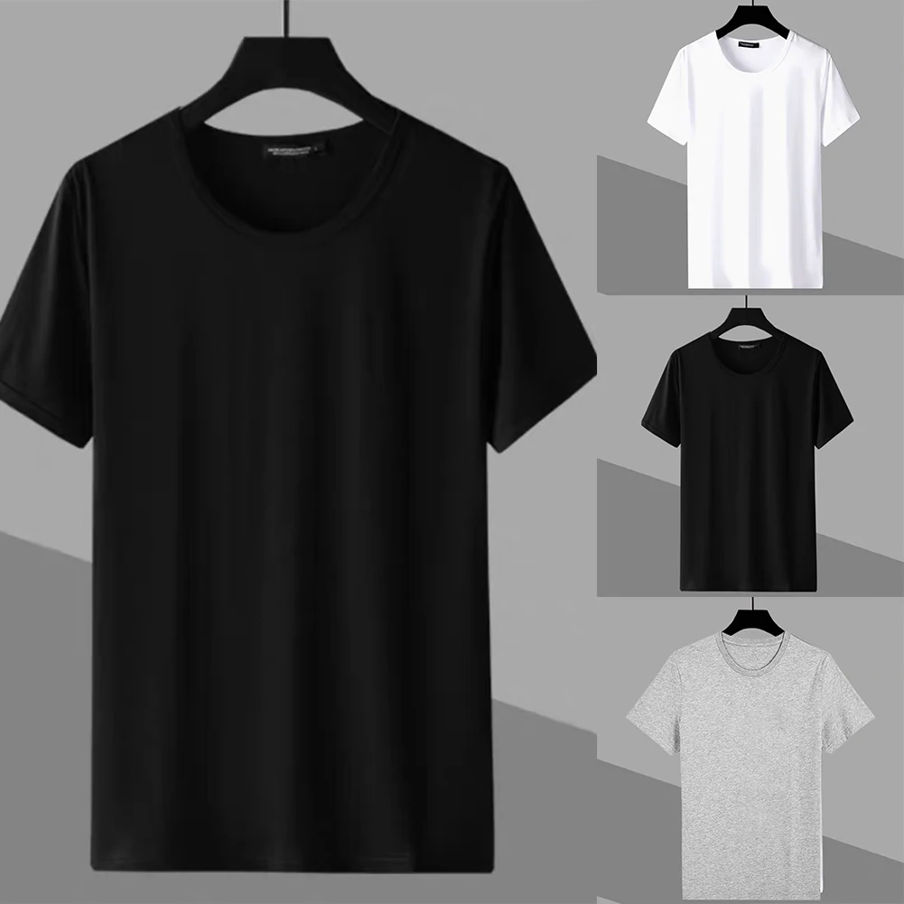 Fashion Solid T-shirt Mens Round Neck Tops Summer Plain Short Sleeve Shirts Casual Slim Fit Tee Top Male Breathable Clothing
Fashion Solid T-shirt Mens Round Neck Tops Summer Plain Short Sleeve Shirts Casual Slim Fit Tee Top Male Breathable Clothing