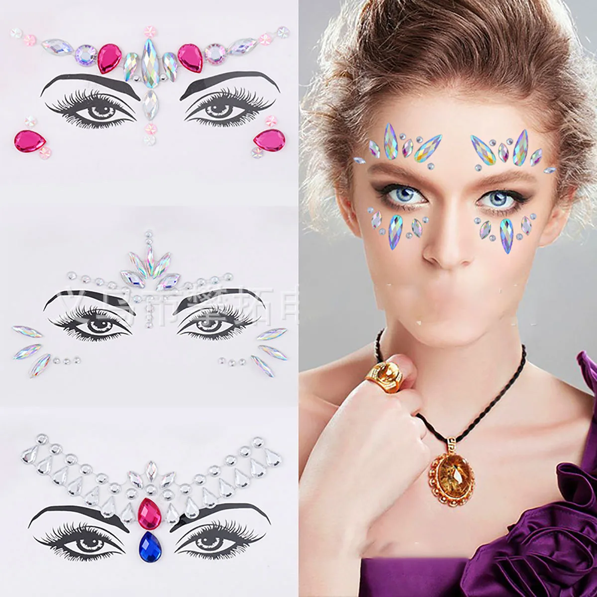 

1Pcs Tattoo Beauty 3D Face Crystal Sticker Jewelry Rhinestone Decoration Party Makeup Body Shining Festival Glitter Eyebrow Eyes