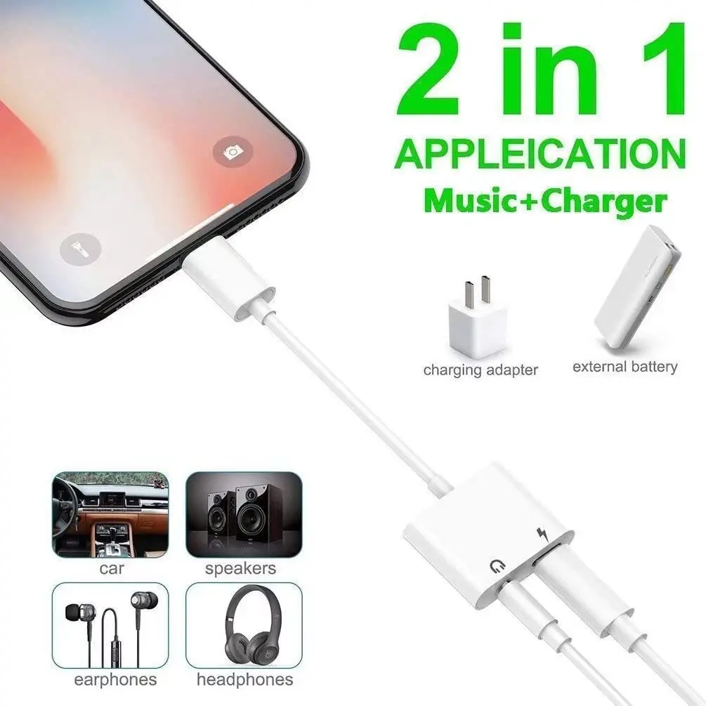2 in 1 Earphone Splitter Adapter Headphone for iPhone 3.5mm Jack Converter Car Charge Accessories Cables & Audio Connector
2 in 1 Earphone Splitter Adapter Headphone for iPhone 3.5mm Jack Converter Car Charge Accessories Cables & Audio Connector