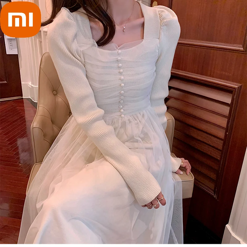 XIAOMI Autumn Knitting Elegant Dress Women France Princess Puff Sleeve Vintage Sweet Dress Party Midi Slim Casual Korean Clothes
XIAOMI Autumn Knitting Elegant Dress Women France Princess Puff Sleeve Vintage Sweet Dress Party Midi Slim Casual Korean Clothes