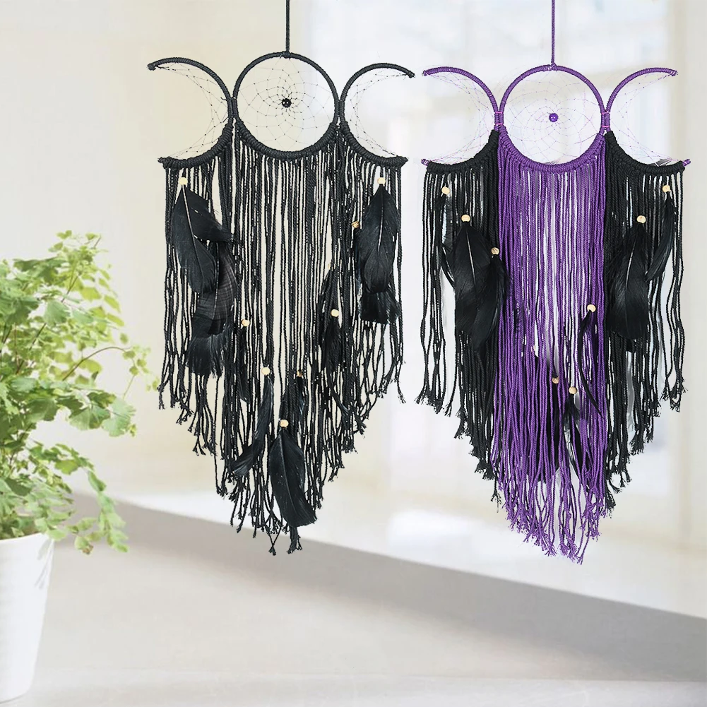 

Hand Woven Cotton Rope Dreamcatcher Three Kinds of Moon Phase Home Decorative Healing Nordic Style Wall Hanging Dream Catcher