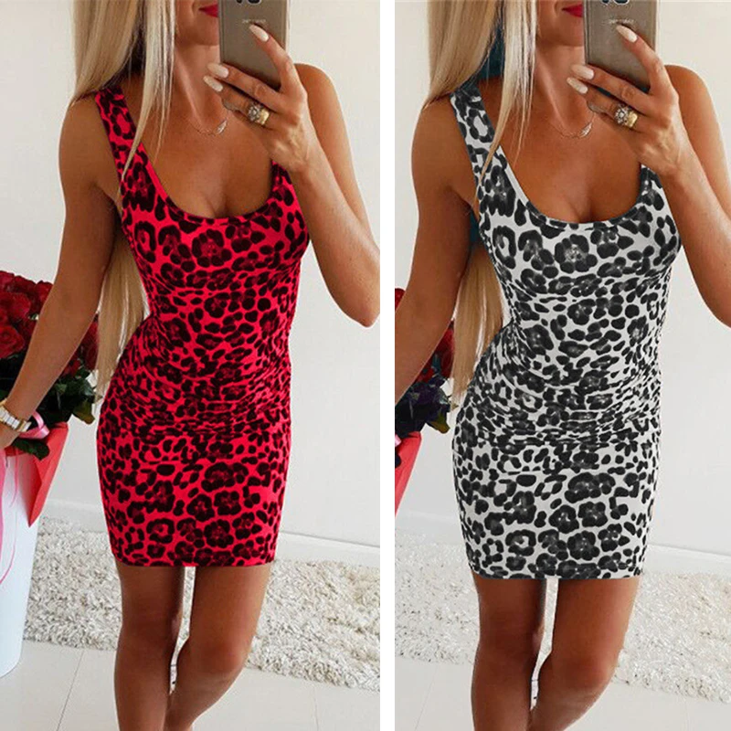 Fashion Sexy Leopard Print Casual Mini Dress Summer Women Elegant Party Square Collar Sleeveless Slim Hips Pencil Dress Lady
Fashion Sexy Leopard Print Casual Mini Dress Summer Women Elegant Party Square Collar Sleeveless Slim Hips Pencil Dress Lady