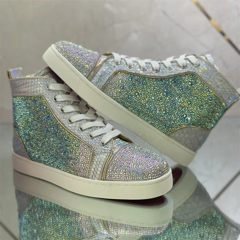 High Top 2022 Brand Fashion Green Gradient Color Diamond Beautiful High Top Shoes Spring And Autumn Luxury Crystal Red Bottom
High Top 2022 Brand Fashion Green Gradient Color Diamond Beautiful High Top Shoes Spring And Autumn Luxury Crystal Red Bottom