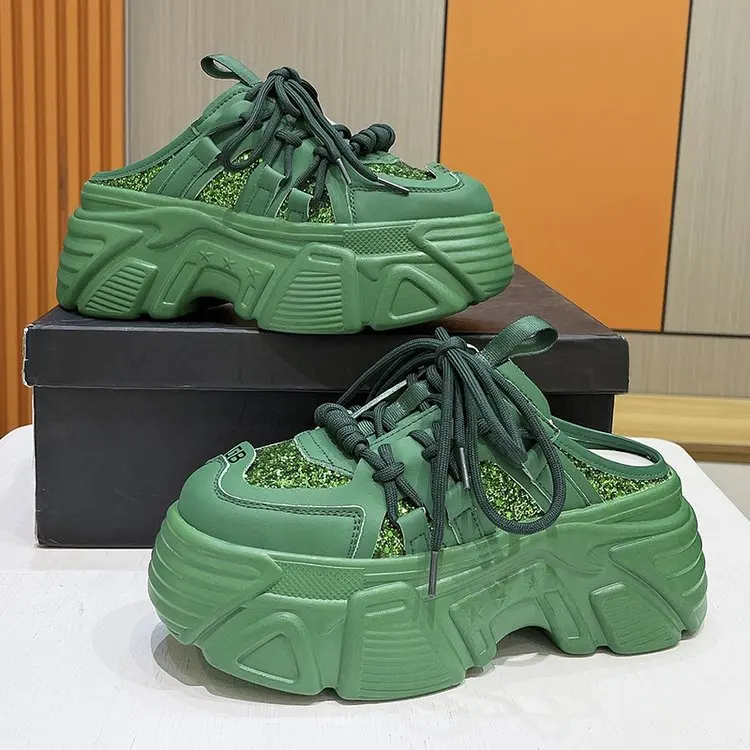 Women High Platform Slippers 7CM Wedges Bling Shoes Woman Outside Leather Casual Chunky Sneakers Summer Breathable Mesh Slippers
Women High Platform Slippers 7CM Wedges Bling Shoes Woman Outside Leather Casual Chunky Sneakers Summer Breathable Mesh Slippers