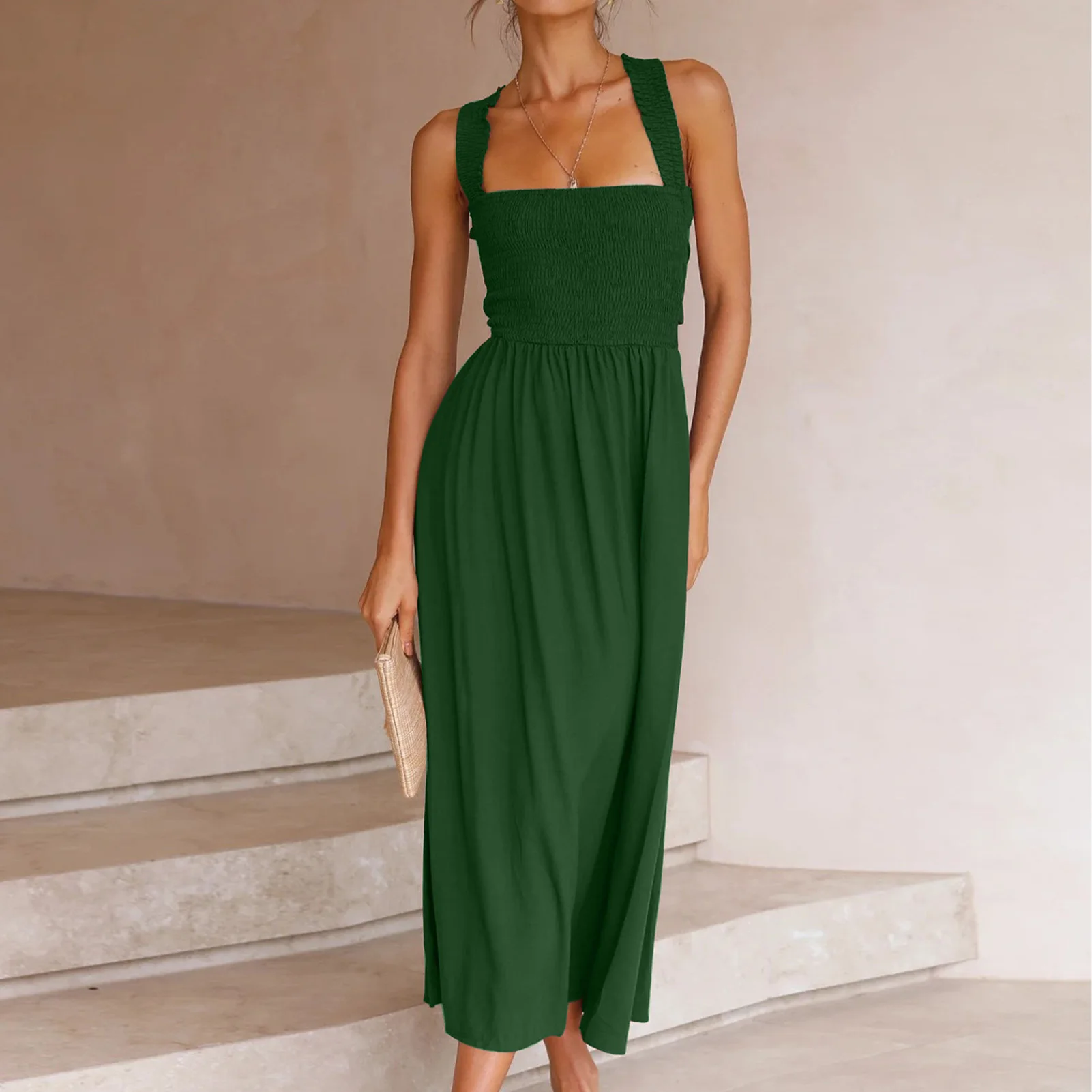 Women Stretch Ruched Dress with Pockets Pleated Midi Dress Slim Fit Solid Color Casual High Elastic Waist Vacation Long Dress
Women Stretch Ruched Dress with Pockets Pleated Midi Dress Slim Fit Solid Color Casual High Elastic Waist Vacation Long Dress