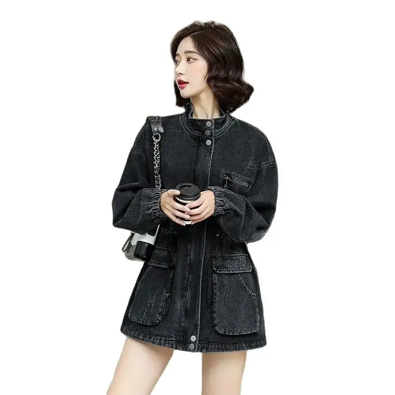 Black Large Size Denim Coat Jacket 2022 New Spring Autumn Slim-Fit Long-Sleeved Cowboy Coat Ladies Jeans Outerwear 3XL K2115
Black Large Size Denim Coat Jacket 2022 New Spring Autumn Slim-Fit Long-Sleeved Cowboy Coat Ladies Jeans Outerwear 3XL K2115