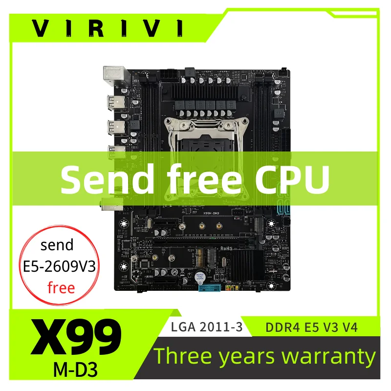 Материнская плата VIRIVI X99 M-D3 DDR3 LGA2011-3 CPU M.2 E5 CPU V3 xeon отправляется вместе с бесплатным 2609V3
Материнская плата VIRIVI X99 M-D3 DDR3 LGA2011-3 CPU M.2 E5 CPU V3 xeon отправляется вместе с бесплатным 2609V3