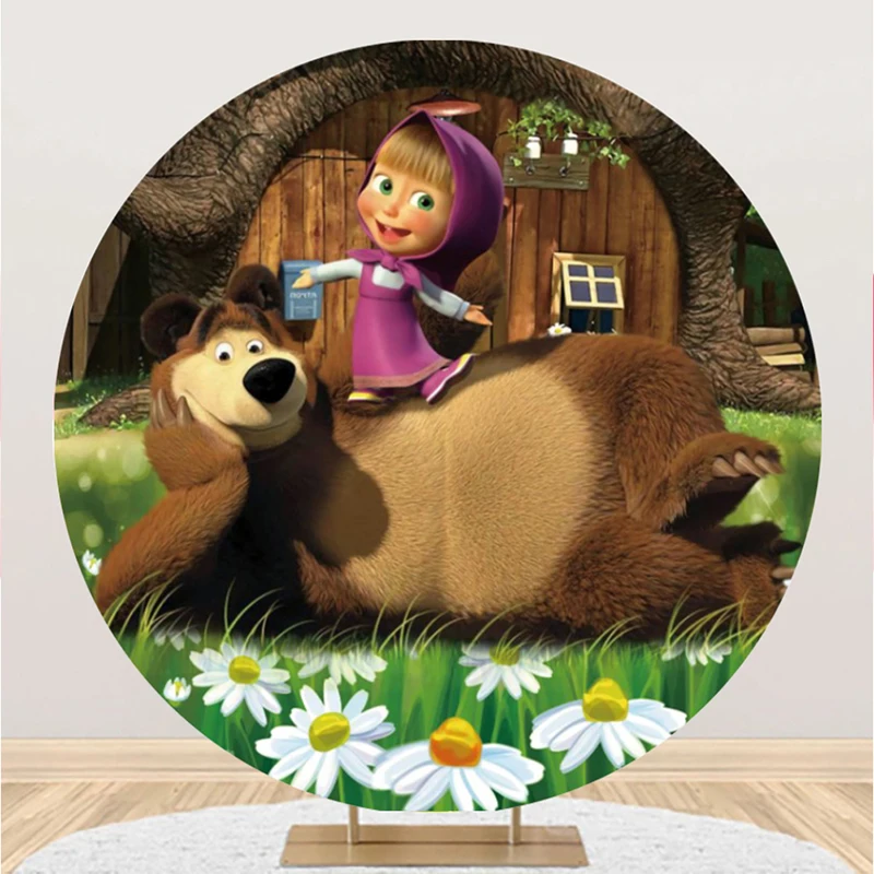 Girl and Bear Polyester Backdrop Birthday Party Cartoon The Bear Baby Shower Kid Birthday Photography Round Shape Background
Girl and Bear Polyester Backdrop Birthday Party Cartoon The Bear Baby Shower Kid Birthday Photography Round Shape Background