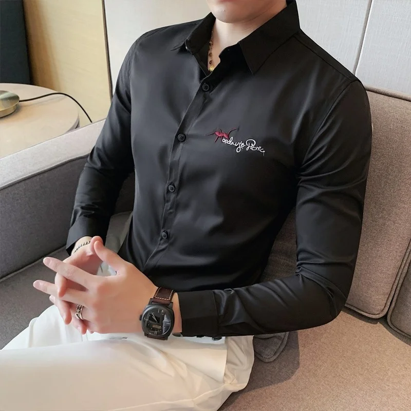 Luxury Embroidery for Men Shirts Long Sleeve Slimn Fit Casual Shirt High Quality Male Business Dress Tops Social Streetwear Tops 
Luxury Embroidery for Men Shirts Long Sleeve Slimn Fit Casual Shirt High Quality Male Business Dress Tops Social Streetwear Tops