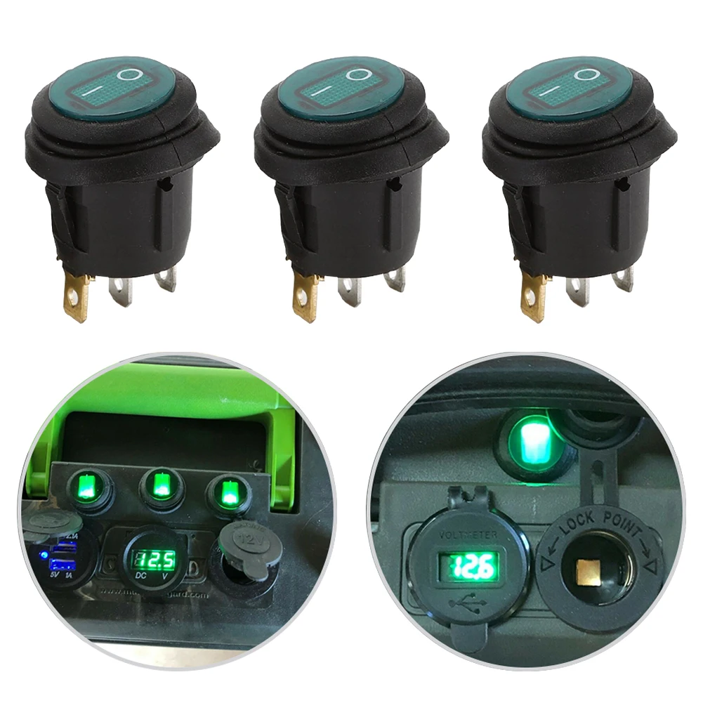 3PCS IP Rating 68 Waterproof Green LED 12V 20A Car Boat ON/OFF Round Waterproof Rocker Toggle Switch
3PCS IP Rating 68 Waterproof Green LED 12V 20A Car Boat ON/OFF Round Waterproof Rocker Toggle Switch