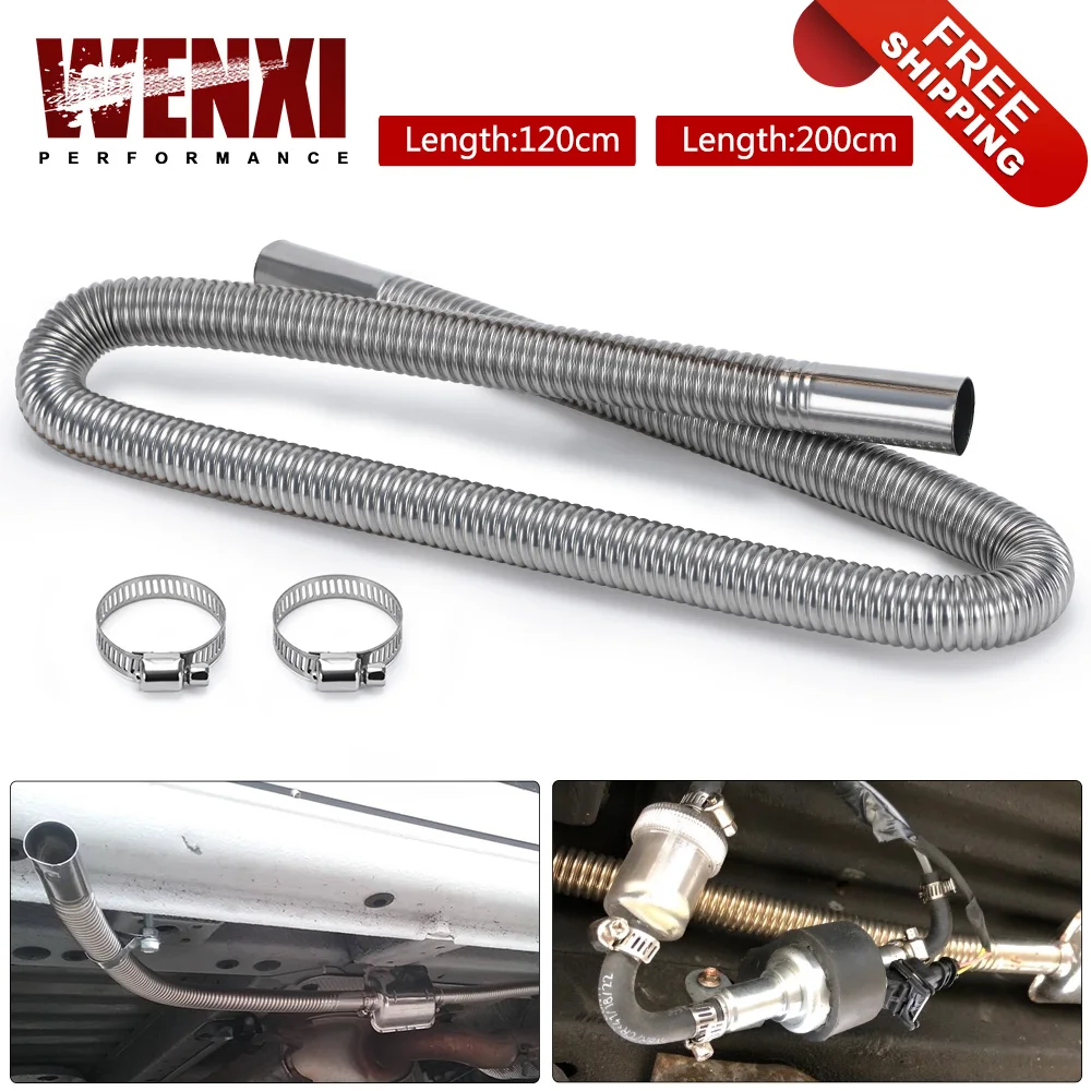 

120cm 47" /200cm 78" Air Diesel Parking Heater Stainless Steel Exhaust Pipe Tube Gas Vent Hose For Car Heater Silver