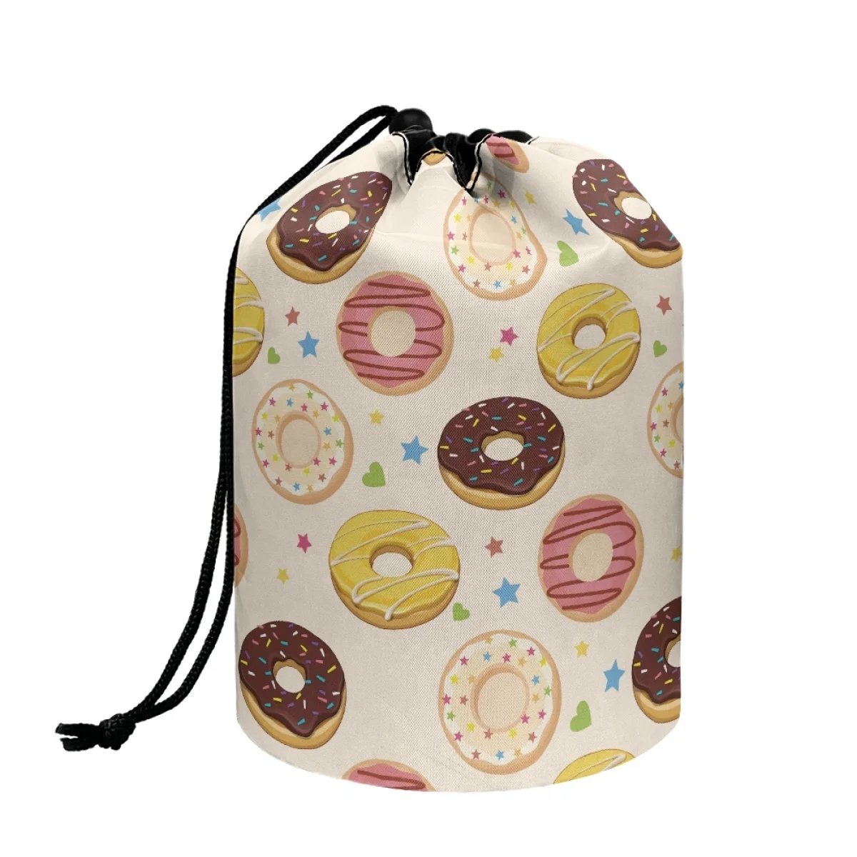 

Женская цилиндрическая косметичка Coloranimal с милым принтом пончиков, портативная складная легко носить с собой сумка для хранения ухода за кожей для женщин