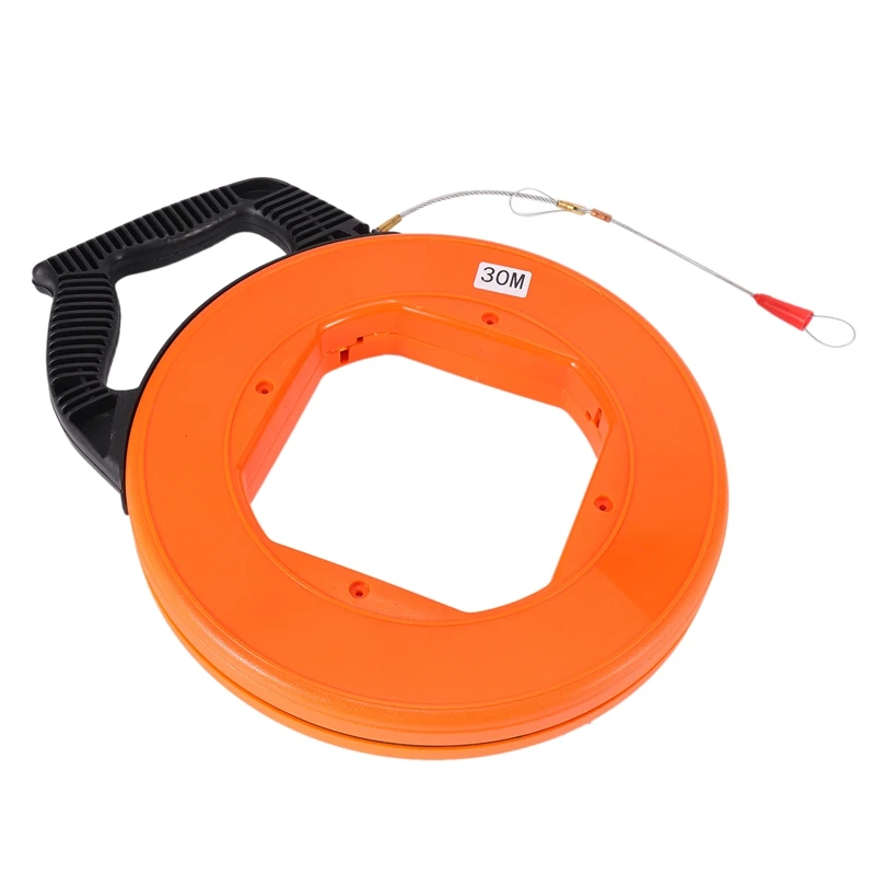 

Portable 30 Meter Fiberglass Fish Tape Fishing Tool Reel Puller Conduit Duct Rodder Pulling Cable