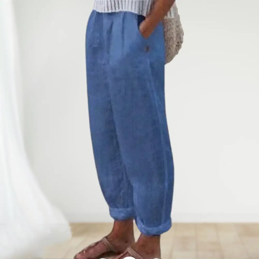 Women Trousers Solid Color Bottoms Pockets Elegant Elastic Waist Pants Women Pants for Sports
Women Trousers Solid Color Bottoms Pockets Elegant Elastic Waist Pants Women Pants for Sports