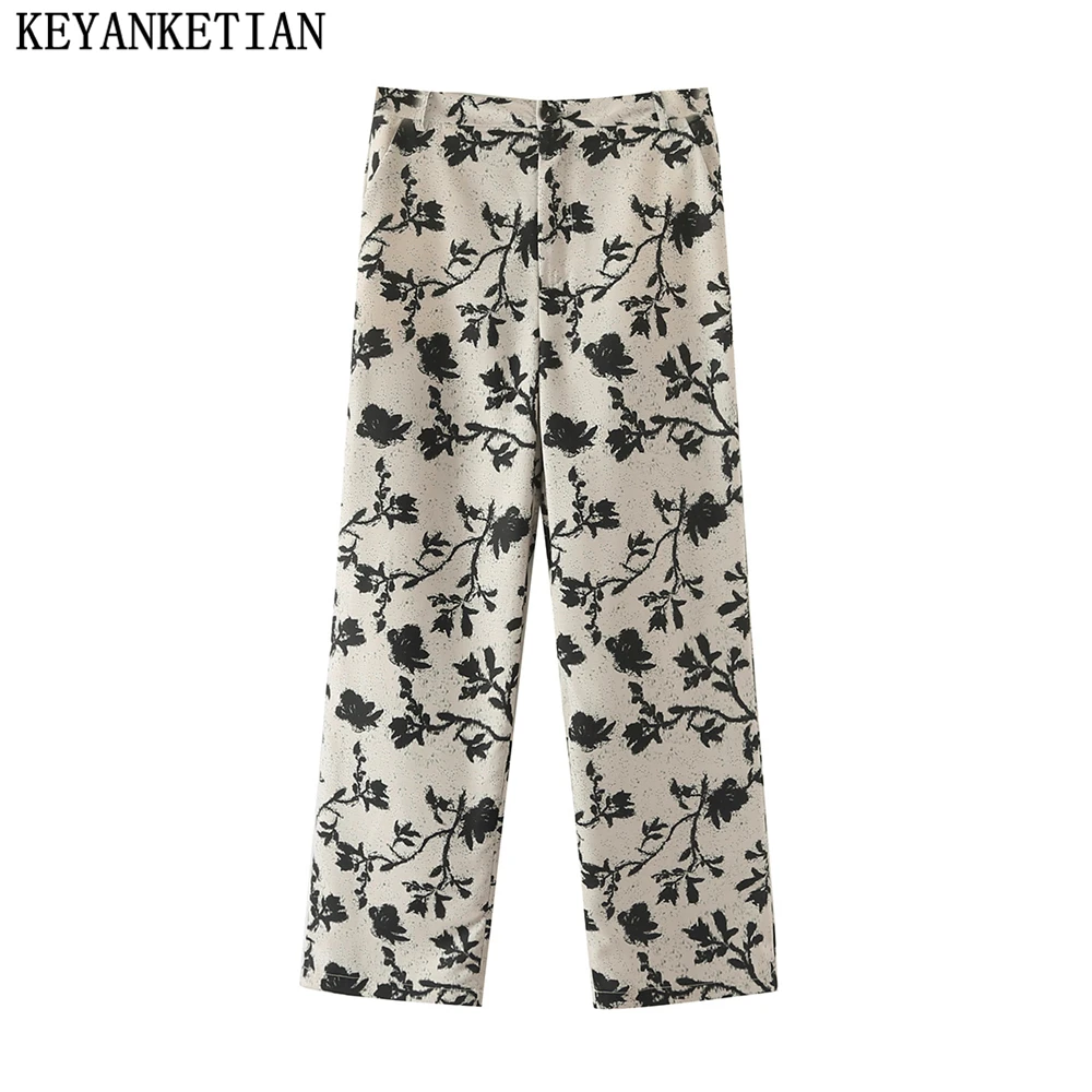 KEYANKETIAN 2022 spring and autumn new ink painting print zipper high waist straight pants women's casual trousers
KEYANKETIAN 2022 spring and autumn new ink painting print zipper high waist straight pants women's casual trousers