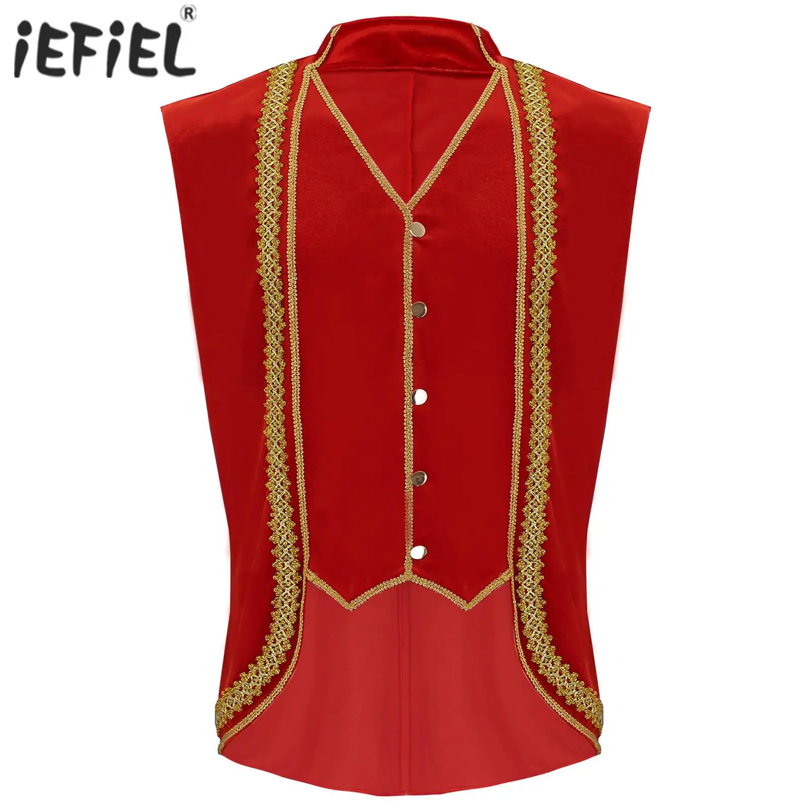Mens Medieval Renaissance Medieval King Prince Velvet Waistcoat Vintage Circus Ringmaster Cosplay Outfit Gold Trim Vest Tailcoat
Mens Medieval Renaissance Medieval King Prince Velvet Waistcoat Vintage Circus Ringmaster Cosplay Outfit Gold Trim Vest Tailcoat