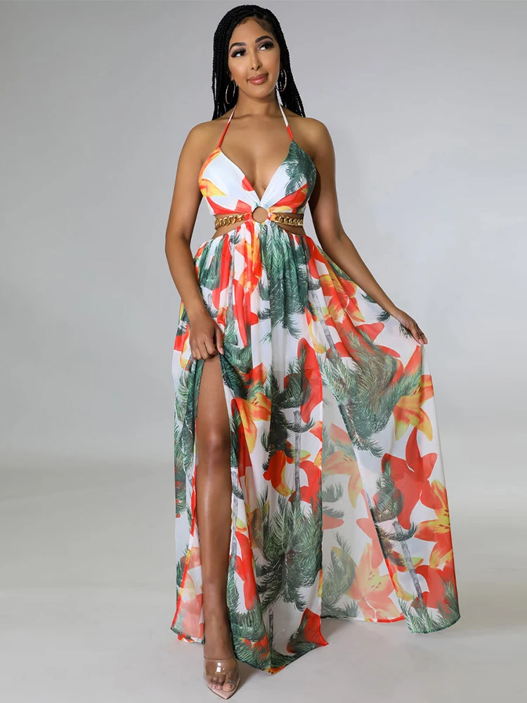 Floral Print Boho Maxi Dresses for Women 2022 Summer New Halter Backless High Split Holiday Dress Sexy Cut Out Vacation Clothes
Floral Print Boho Maxi Dresses for Women 2022 Summer New Halter Backless High Split Holiday Dress Sexy Cut Out Vacation Clothes