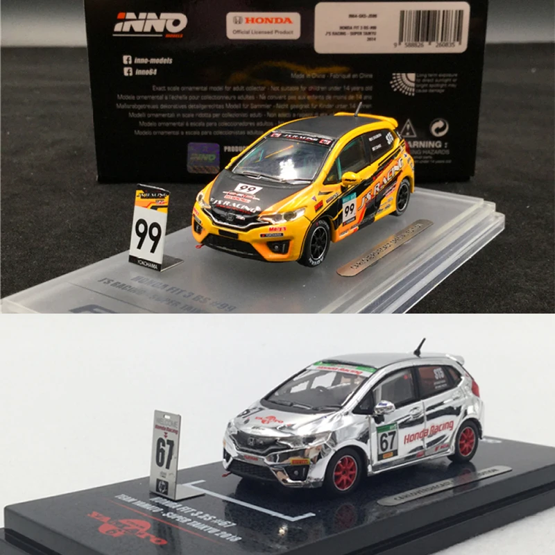 INNO 1:64 Model Car Honda Fit 3 Js Racing No.99 & 67 Alloy Vehicle Display Collection
INNO 1:64 Model Car Honda Fit 3 Js Racing No.99 & 67 Alloy Vehicle Display Collection