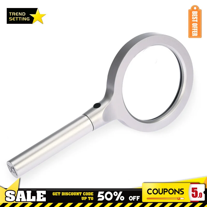 FGHGF High Quality 55mm 5X Magnifier Portable Handheld Glass Loupe Hand Magnifying Tool12 LED Light Lamp With
FGHGF High Quality 55mm 5X Magnifier Portable Handheld Glass Loupe Hand Magnifying Tool12 LED Light Lamp With