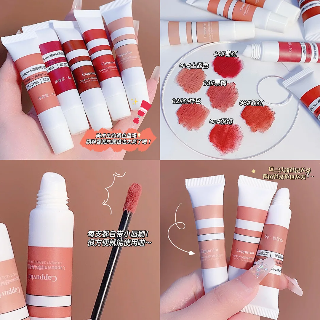 Pigment Series Lip Mud Matte Velvet Red Nude Lip Gloss Makeup Cosmetics Waterproof Not Easy To Fade Lipstick With Lip Brush
Pigment Series Lip Mud Matte Velvet Red Nude Lip Gloss Makeup Cosmetics Waterproof Not Easy To Fade Lipstick With Lip Brush