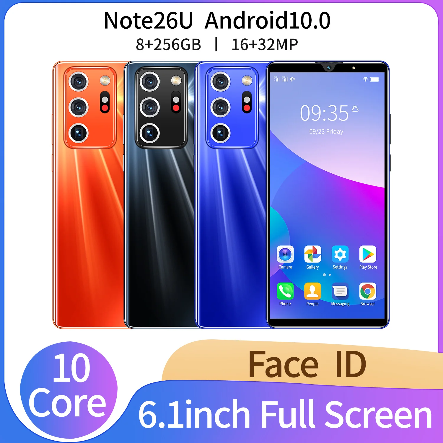 NEW Global Version Note26U 6+128GB 6.1Inch HD+Fullscreen MTK6797 CPU 5G Smartphone 21+32MP 4800mAH Unlocked DualCard Mobilephone
NEW Global Version Note26U 6+128GB 6.1Inch HD+Fullscreen MTK6797 CPU 5G Smartphone 21+32MP 4800mAH Unlocked DualCard Mobilephone