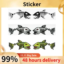 2 Pieces Fish Teeth Mouth Stickers Skeleton Fish Stickers Graphics Accessories for Kayak Fishing Boat Canoe Dinghy Window Car