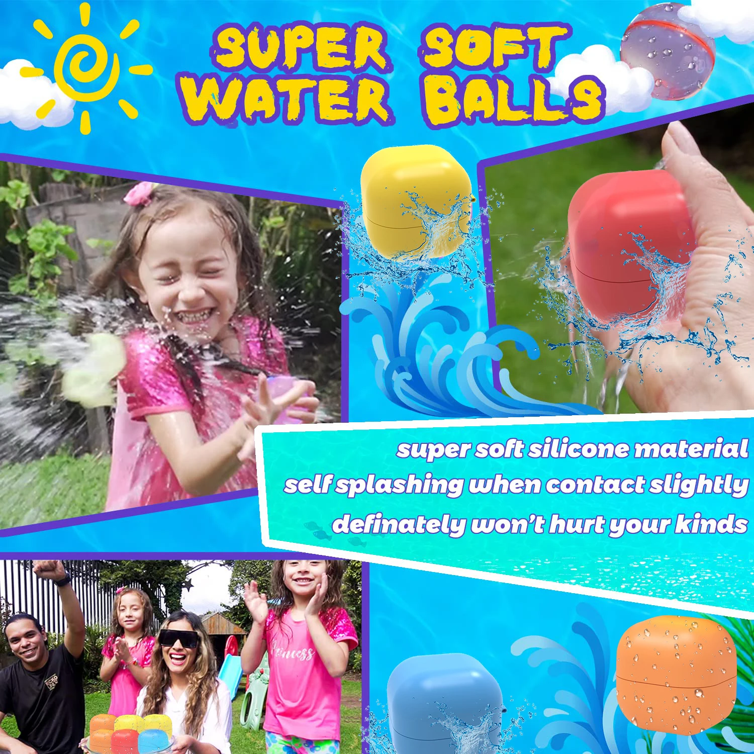 Reusable No Leakage Water Balloons Summer Refillable Water Balls Splash Balls for Kids Adults Recycled Self-Sealed Filled and Kn
Reusable No Leakage Water Balloons Summer Refillable Water Balls Splash Balls for Kids Adults Recycled Self-Sealed Filled and Kn