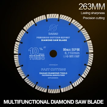 263mm Split Tooth Segmented Shape Diamond Saw Blade Volcanic Rock Cutting Blade Cutting for Concrete / Stone / Masonr/ Brick