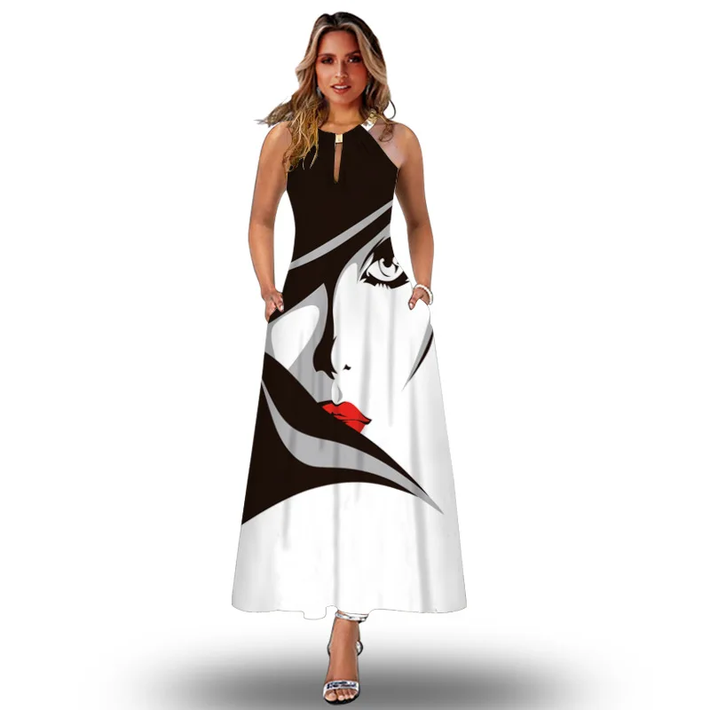 Women's Sleeveless Beach Dress New Abstract Face Print Maxi Dress 2022 Summer Casual Loose A-Line Dress Lady Vestidos Oversized
Women's Sleeveless Beach Dress New Abstract Face Print Maxi Dress 2022 Summer Casual Loose A-Line Dress Lady Vestidos Oversized