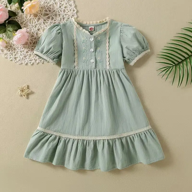 Summer Kids Dresses for Girls Short Sleeve Lace Embroidery Princes Dress Children Cotton Sweet Dress Cute Baby Girl Clothes
Summer Kids Dresses for Girls Short Sleeve Lace Embroidery Princes Dress Children Cotton Sweet Dress Cute Baby Girl Clothes