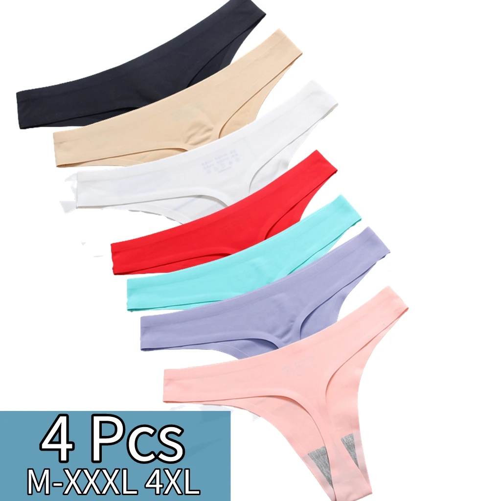 4PCS 3XL 4XL Plus Size Women Thong Underwear Solid Sexy Low Waist Black G String Panties Seamless Breathable Lingerie
4PCS 3XL 4XL Plus Size Women Thong Underwear Solid Sexy Low Waist Black G String Panties Seamless Breathable Lingerie