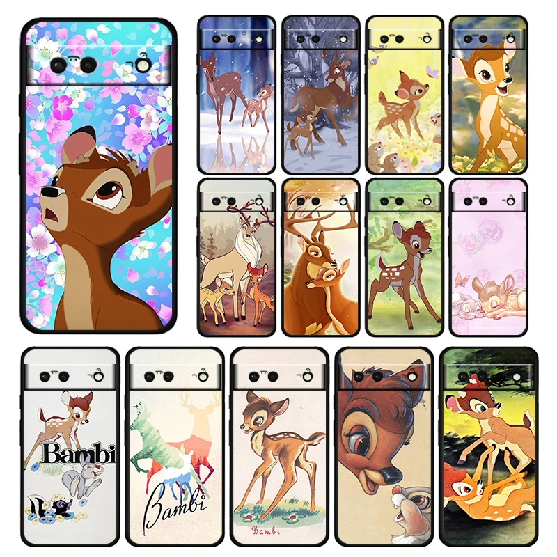 

Anime Bambi Kawaii Shockproof Case for Google Pixel 7 6 Pro 6a 5 5a 4 4a XL 5G Silicone Soft Black Phone Cover Shell TPU Capa