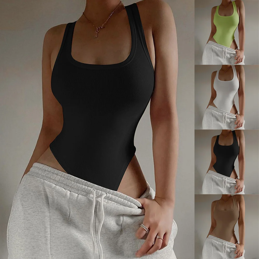 Summer Fitness Sport Jumpsuit Womens Basic Tank Solid Bodysuit Sleeveless Scoop Neck Stretch Tank Top Thong Romper Playsuits
Summer Fitness Sport Jumpsuit Womens Basic Tank Solid Bodysuit Sleeveless Scoop Neck Stretch Tank Top Thong Romper Playsuits