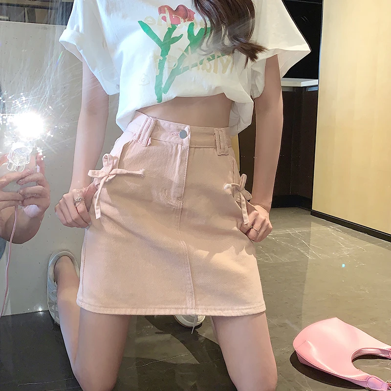 Pink Bow Summer Denim Skirts Women Vintage Korean Sweet Mini Skirt Clubwear Slim Elegant Shorts Skirt Bodycorn Jeans Streetwear
Pink Bow Summer Denim Skirts Women Vintage Korean Sweet Mini Skirt Clubwear Slim Elegant Shorts Skirt Bodycorn Jeans Streetwear