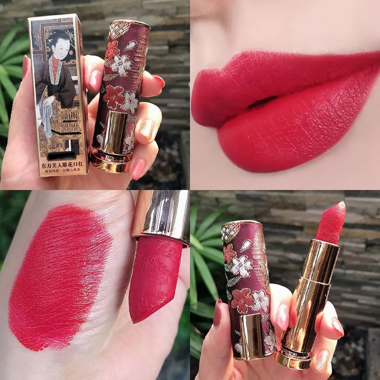 

NEW2023 Carved Lipstick Girl's Four Color Box Is Not Easy To Stick To The Cup Moisturizing Lazy Makeup Lip Plumber Lipstick