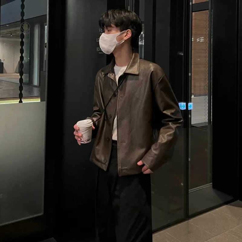 Autumn Winter Men's Coat Motorcycle Clothes Loose Patchwork Lapel Casual Retro Everything PU Leather Jacket Korean Version Trend
Autumn Winter Men's Coat Motorcycle Clothes Loose Patchwork Lapel Casual Retro Everything PU Leather Jacket Korean Version Trend
