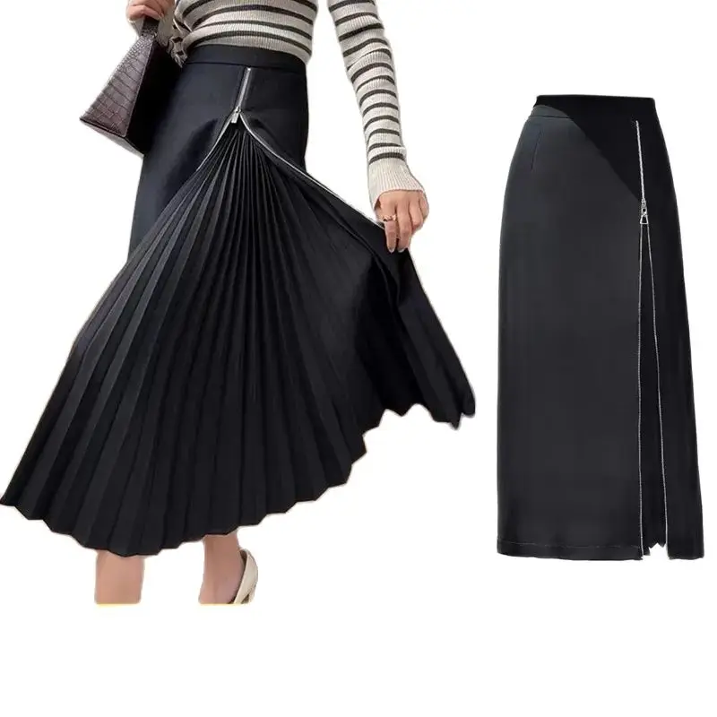 2023 Stylish Large Size Black Skirt For Women Clothing Elastic Waist Slim Straight Tube Skirt Zipper Pleated Skirts AC846
2023 Stylish Large Size Black Skirt For Women Clothing Elastic Waist Slim Straight Tube Skirt Zipper Pleated Skirts AC846
