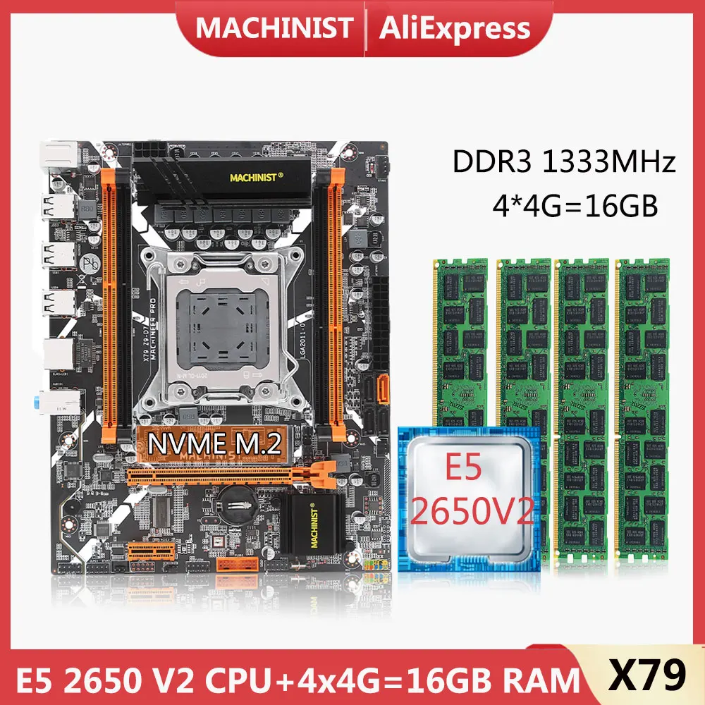 MACHINIST X79 комплект материнской платы Whit LGA2011 E5 2650 V2 CPU 4*4G = 16G DDR3 1333 REG ECC оперативная память NVME SATA M.2 USB2.0
MACHINIST X79 комплект материнской платы Whit LGA2011 E5 2650 V2 CPU 4*4G = 16G DDR3 1333 REG ECC оперативная память NVME SATA M.2 USB2.0